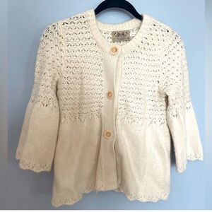 Juicy Couture Cream Cardigan with Lacy Knit Pattern Size Small Approx P2P 15in